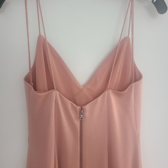 ALICE + OLIVIA Julietta V-Neck Blush Pink Slip Maxi Dress Burnt Rose Pink Size 0 - Picture 6 of 8